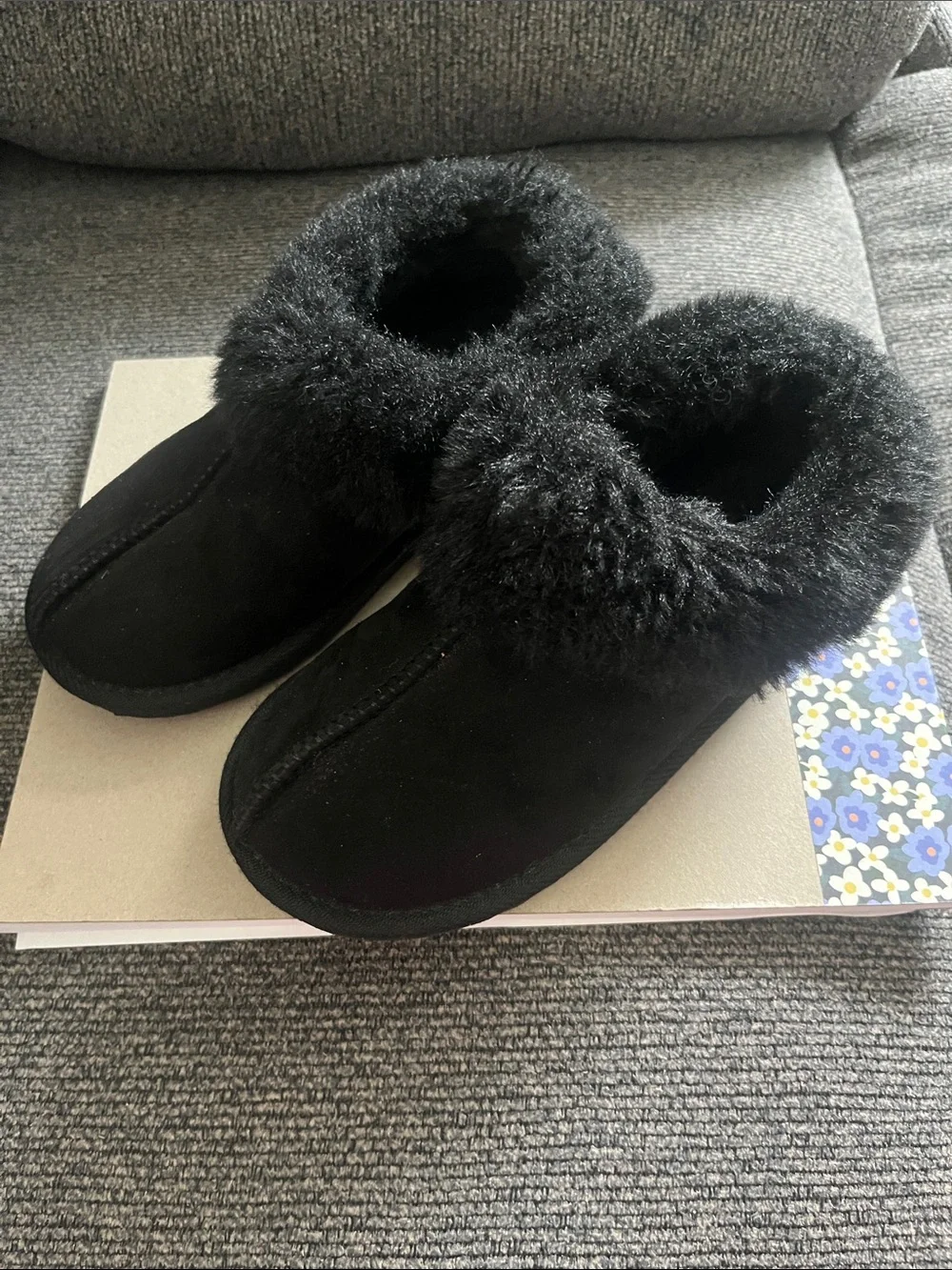 Target Kids Black Faux Fur-Lined Boots/Slippers